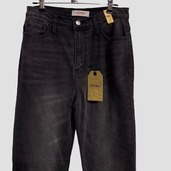 VIBRANT M.I.U BLACK HIGH WAIST WIDE LEG DENIM JEANS BLACK HIGH RISE DENIM JEANS - Picture 6 of 12